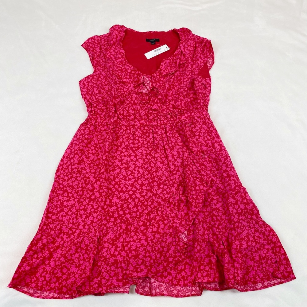 J Crew V-neck ruffle dress in tossed bouquet‎ print - Picture 4 of 12